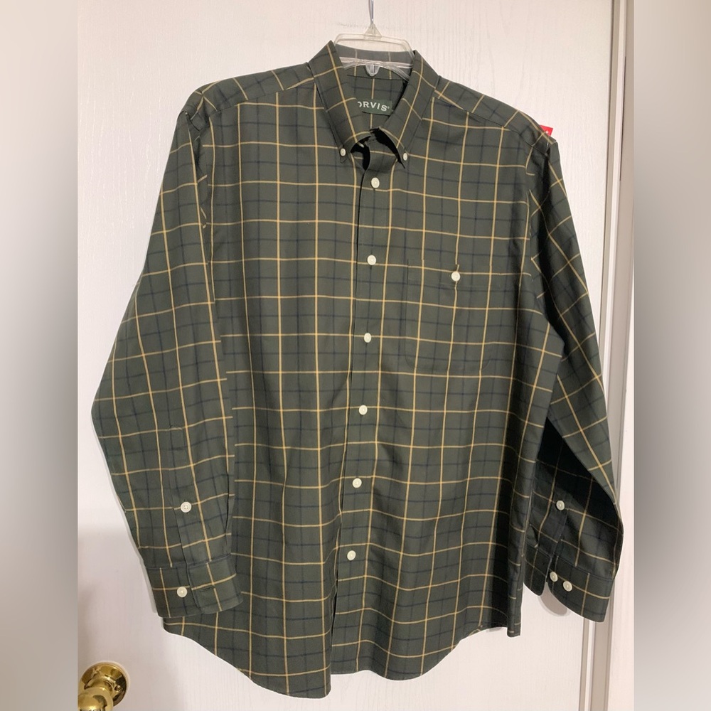 ORVIS TRIM FIT COTTON CASUAL BUTTON
DOWN LONG SLEEVE PLAID MENS SHIRT